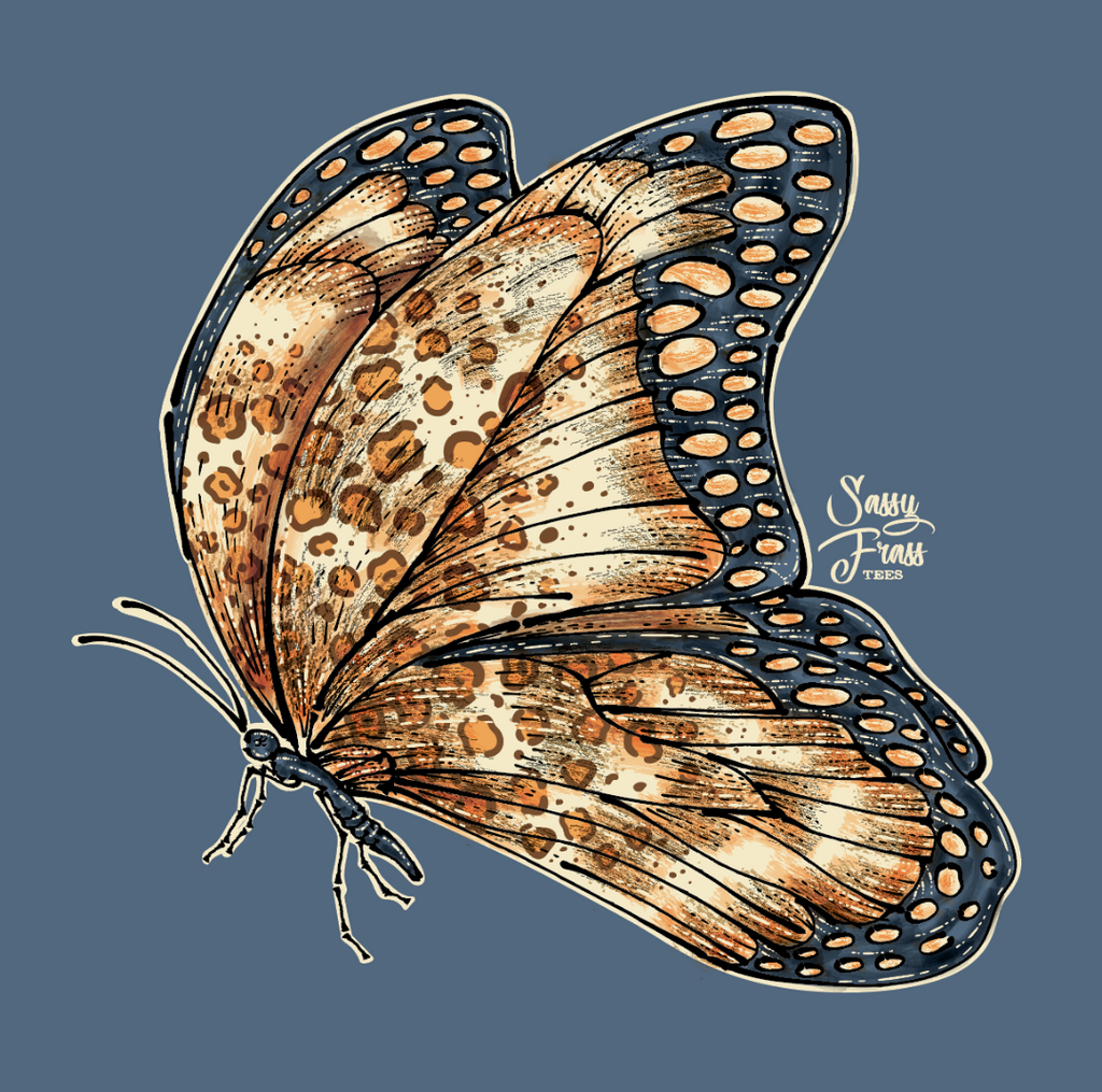 Sassy Frass Leopard Butterfly V-Neck Canvas - Adult & Kids T-Shirts, Sweatshirts & Hoodies apparel design preview 2
