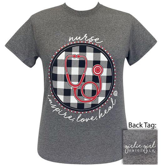 Girlie Girl Originals Preppy Nurse Inspire Love Heal - Adult & Kids T-Shirts, Sweatshirts & Hoodies apparel design preview 1