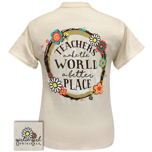 Girlie Girl Originals Preppy Teachers Make The World - Adult & Kids T-Shirts, Sweatshirts & Hoodies apparel design preview 1