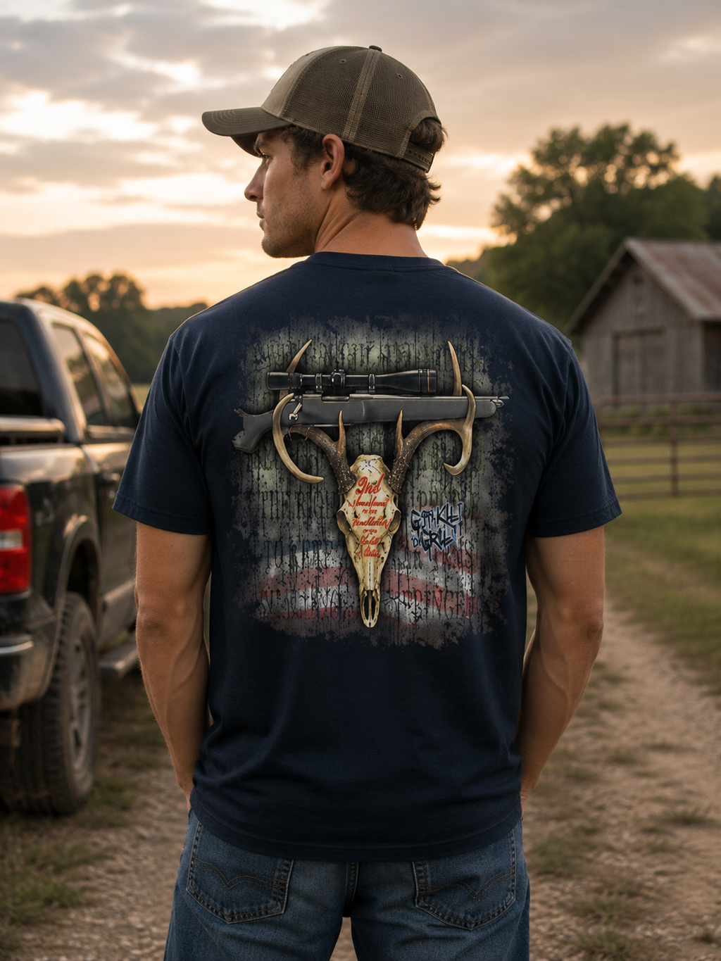 Gotta Kill It To Grill USA 2nd Amendment Deer Skull - Adult & Kids T-Shirts, Sweatshirts & Hoodies apparel design preview 1
