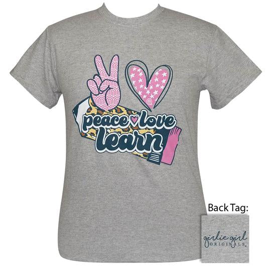 Girlie Girl Originals Preppy Peace Love Learn - Adult & Kids T-Shirts, Sweatshirts & Hoodies apparel design preview 1