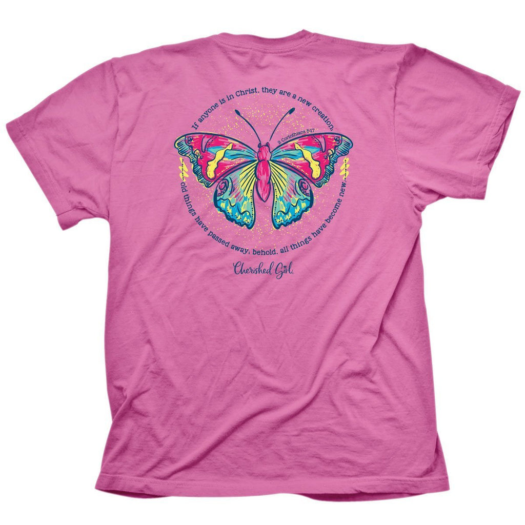 Cherished Girl Butterfly Girlie Christian Bright - Adult & Kids T-Shirts, Sweatshirts & Hoodies apparel design preview 1