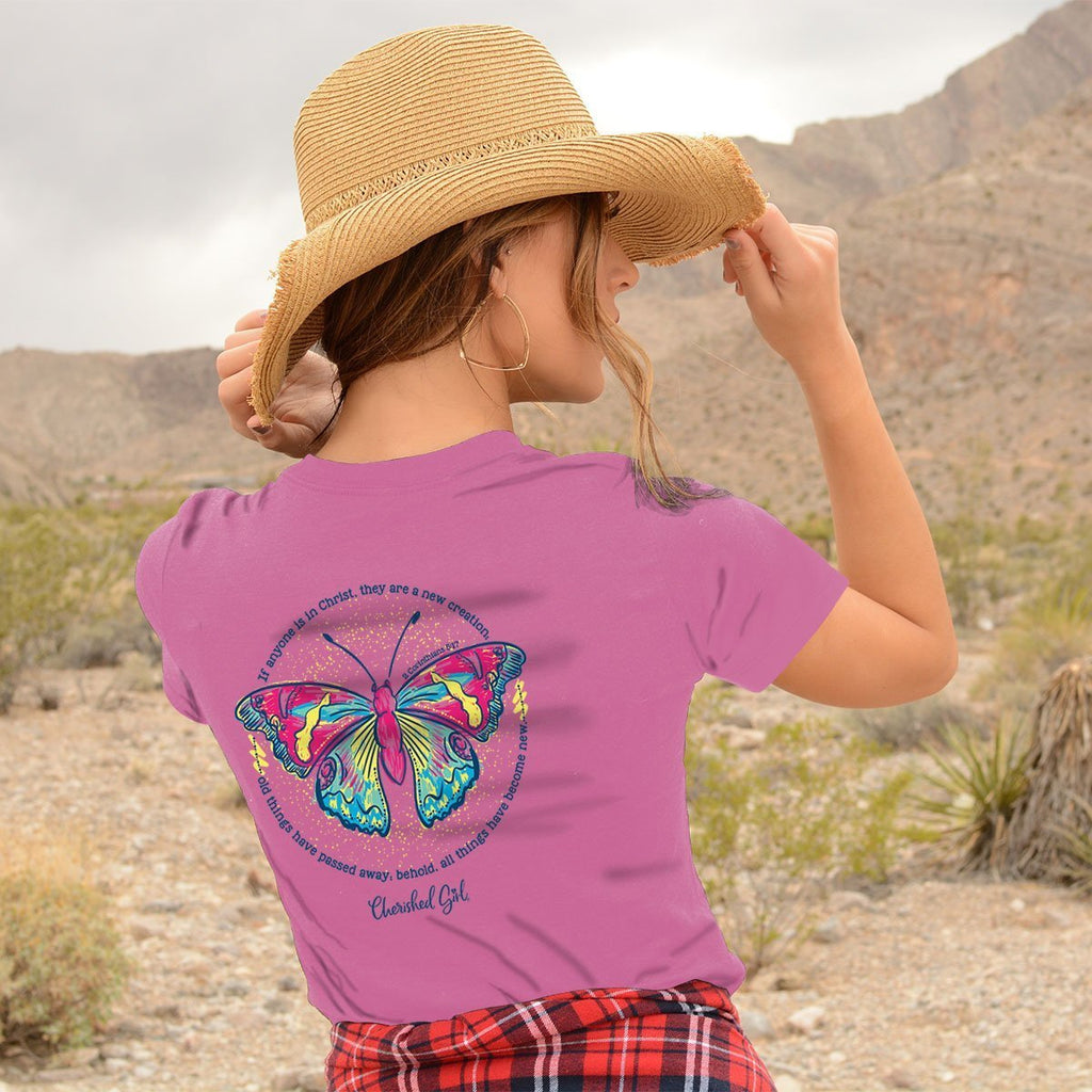 Cherished Girl Butterfly Girlie Christian Bright - Adult & Kids T-Shirts, Sweatshirts & Hoodies apparel design preview 2