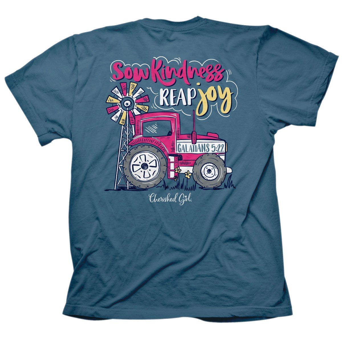 Cherished Girl Sow Kindness Reap Joy Tractor Girlie - Adult & Kids T-Shirts, Sweatshirts & Hoodies apparel design preview 2