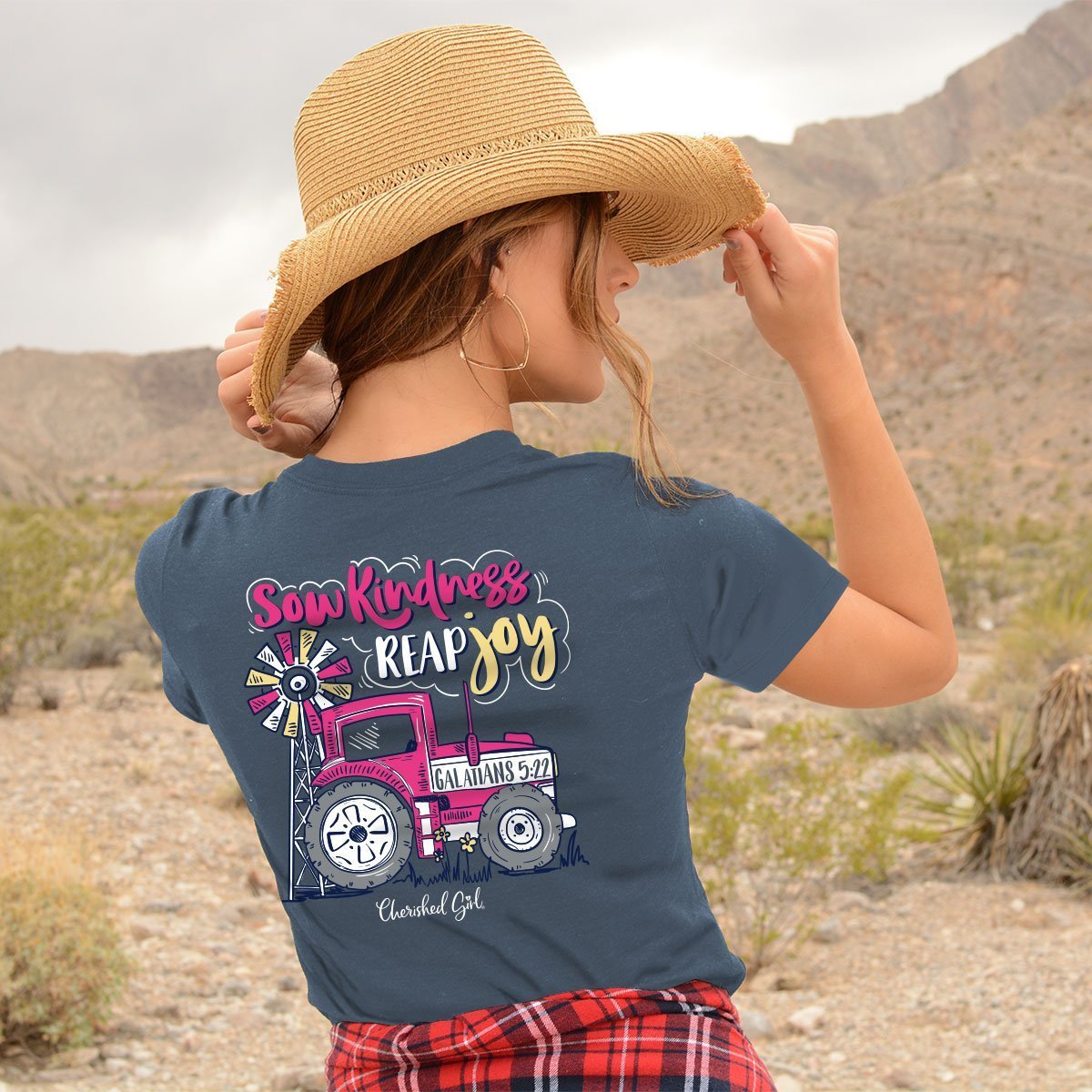 Cherished Girl Sow Kindness Reap Joy Tractor Girlie - Adult & Kids T-Shirts, Sweatshirts & Hoodies apparel design preview 1