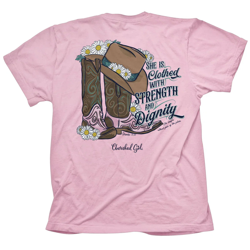Cherished Girl Strength Boots Cowgirl Faith - Adult & Kids T-Shirts, Sweatshirts & Hoodies apparel design preview 1