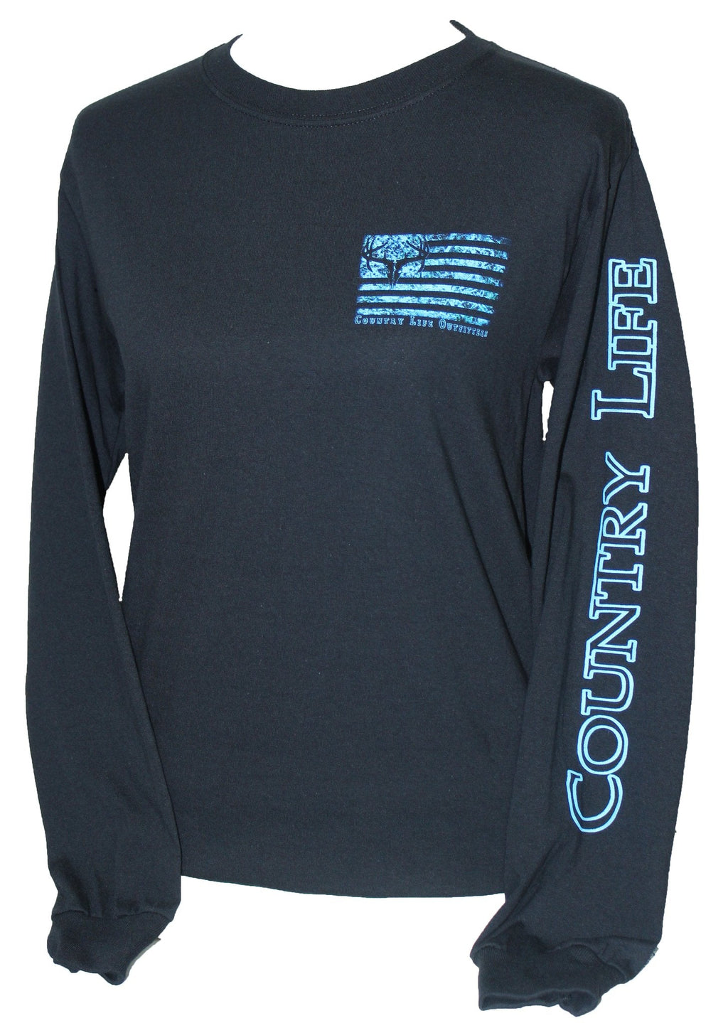 Country Life Outfitters Vintage USA Blue Camo Flag - Adult & Kids T-Shirts, Sweatshirts & Hoodies apparel design preview 2