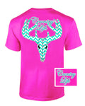 Country Life Outfitters Pink Chevron Deer Skull Head - Adult & Kids T-Shirts, Sweatshirts & Hoodies apparel design preview 1