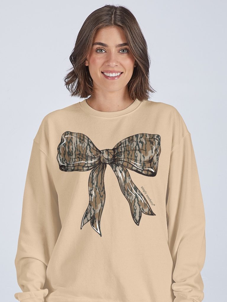 Simply Southern Sand Camo Bow Crew - Adult & Kids T-Shirts, Sweatshirts & Hoodies apparel design preview 2