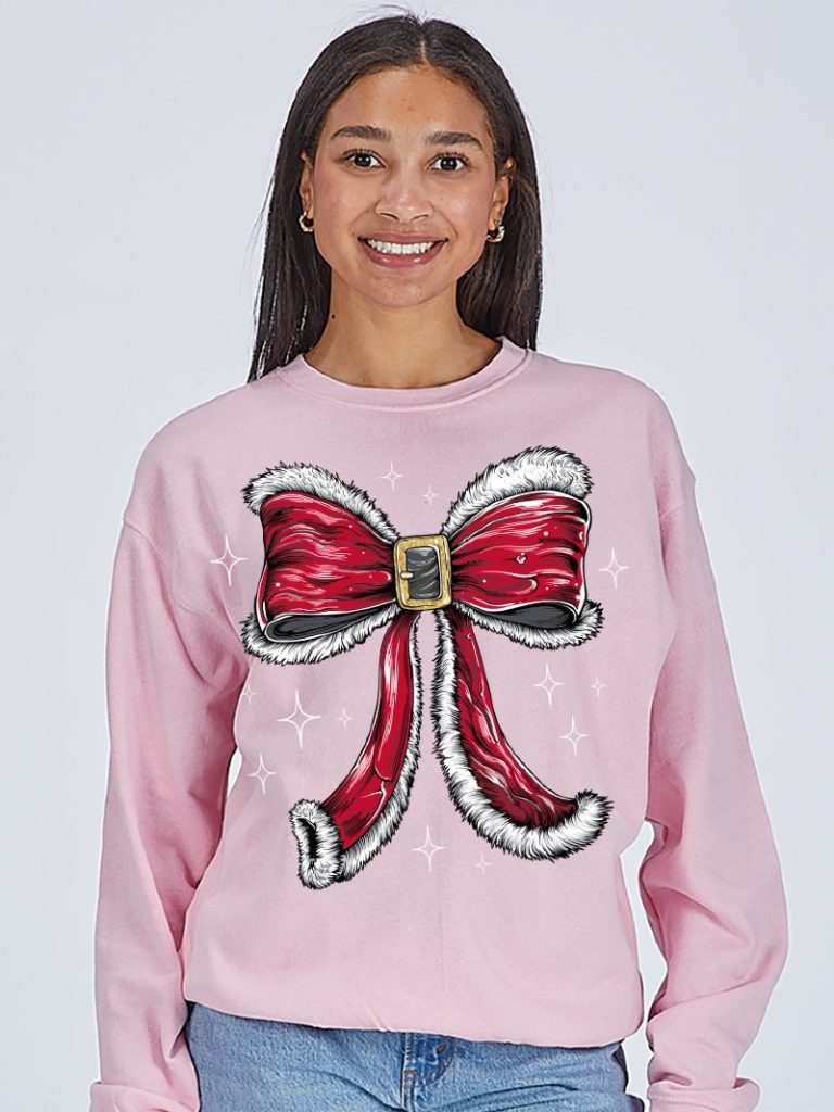 Simply Southern Santa Bow Holiday Crew - Adult & Kids T-Shirts, Sweatshirts & Hoodies apparel design preview 2