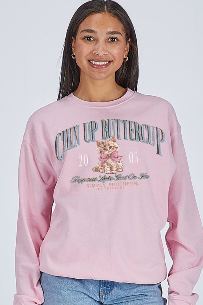 Simply Southern Chin Up Cat Crew - Adult & Kids T-Shirts, Sweatshirts & Hoodies apparel design preview 1