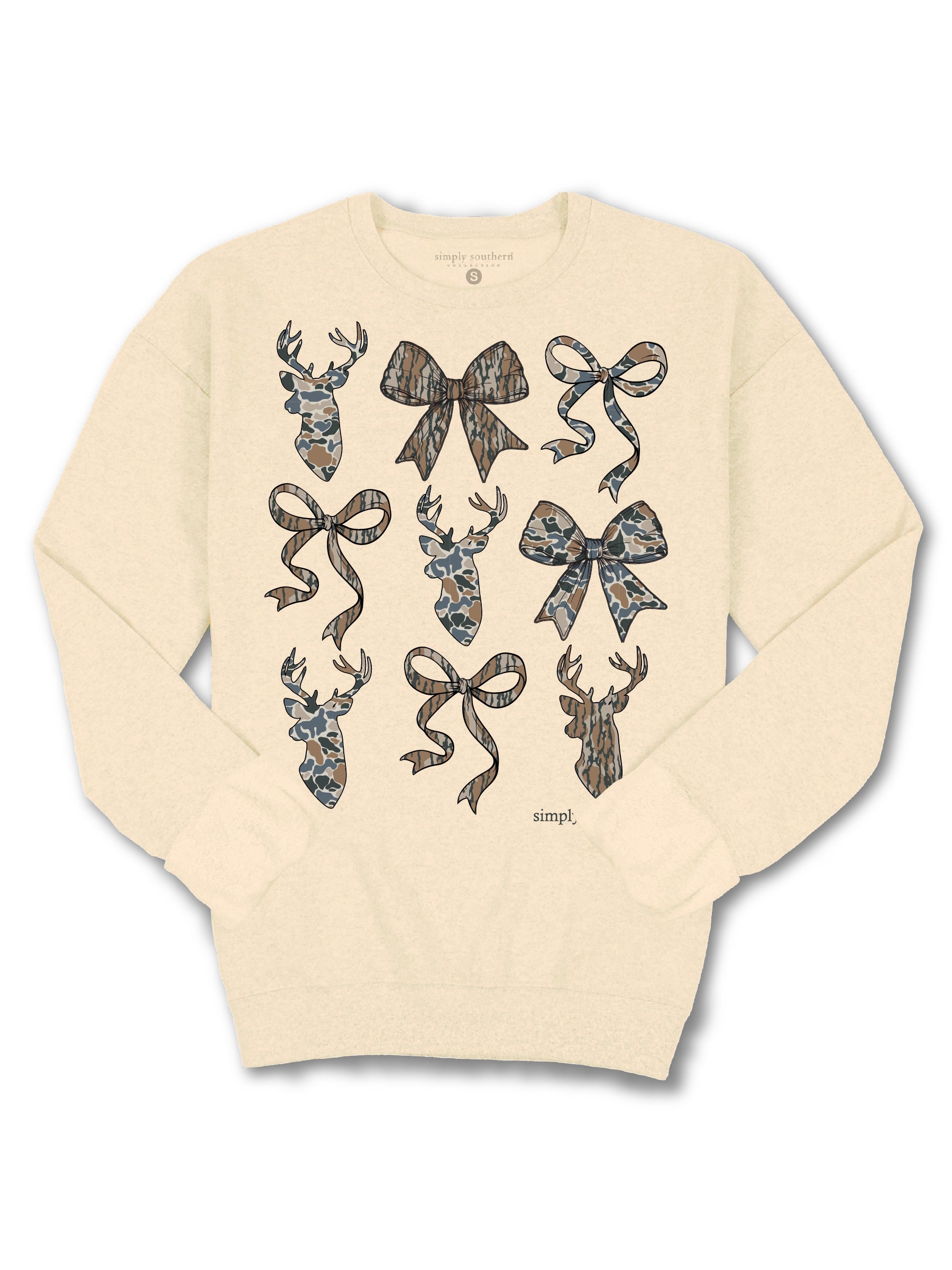 Simply Southern Deer Camo Bow Crew - Adult & Kids T-Shirts, Sweatshirts & Hoodies apparel design preview 2
