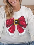 Simply Southern Santa Bow Holiday Crew - Adult & Kids T-Shirts, Sweatshirts & Hoodies apparel design preview 1