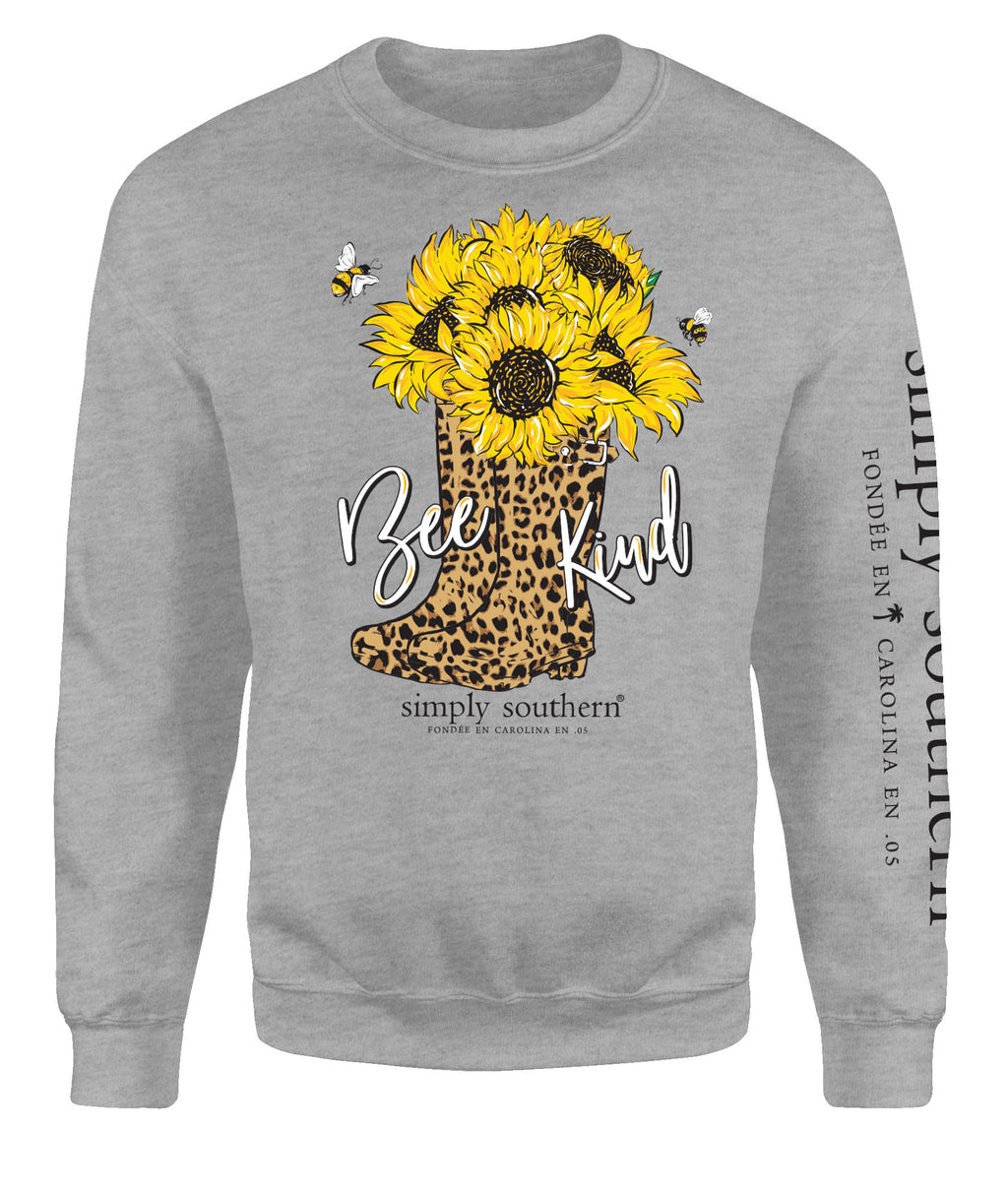 SALE Simply Southern Bee Kind Leopard Boots Crew - Adult & Kids T-Shirts, Sweatshirts & Hoodies apparel design preview 2