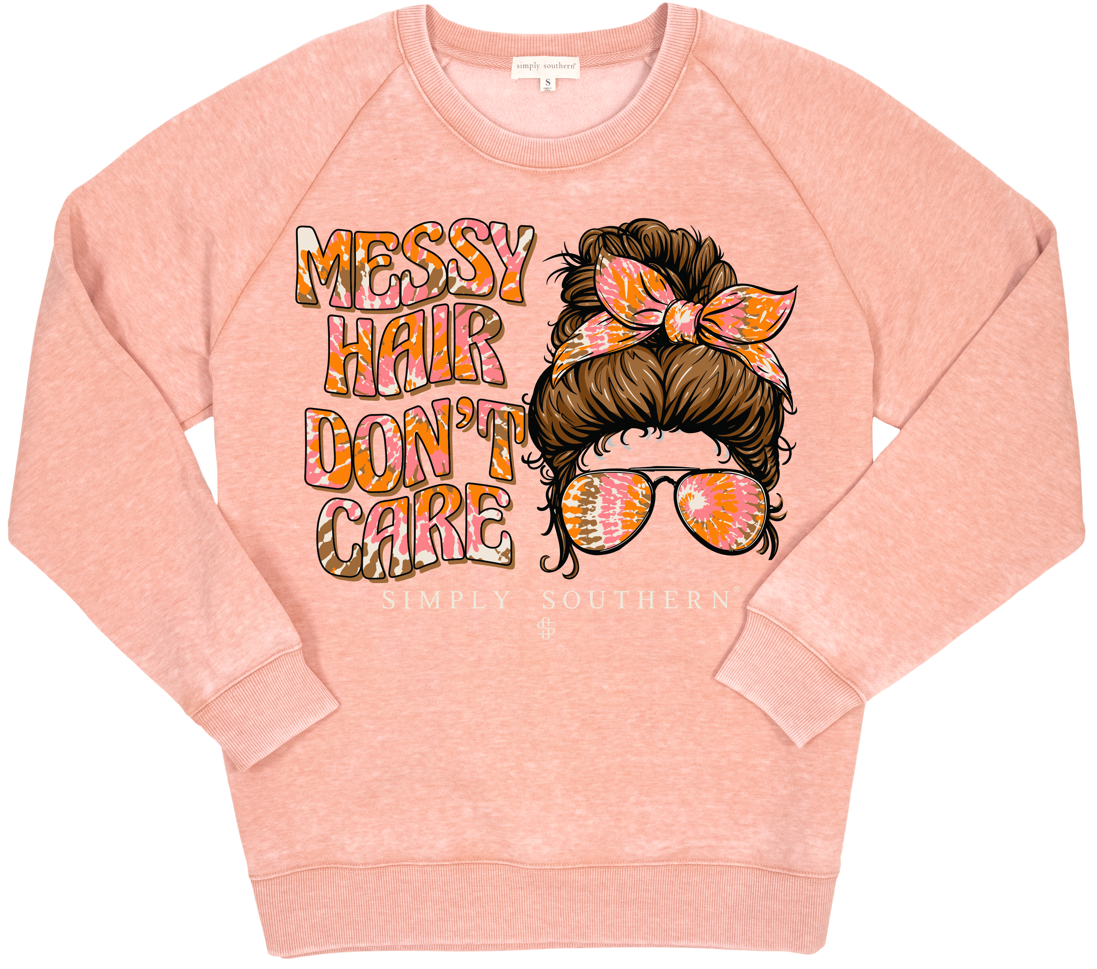 Simply Southern Messy Hair Don't Care Crew - Adult & Kids T-Shirts, Sweatshirts & Hoodies apparel design preview 2