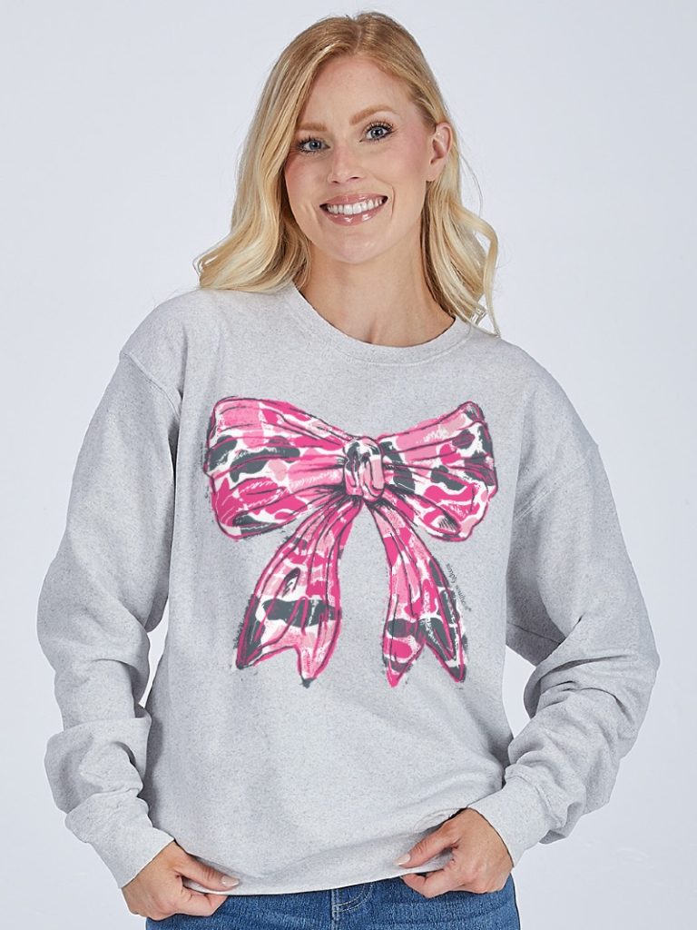 Simply Southern Pink Camo Bow Crew - Adult & Kids T-Shirts, Sweatshirts & Hoodies apparel design preview 1