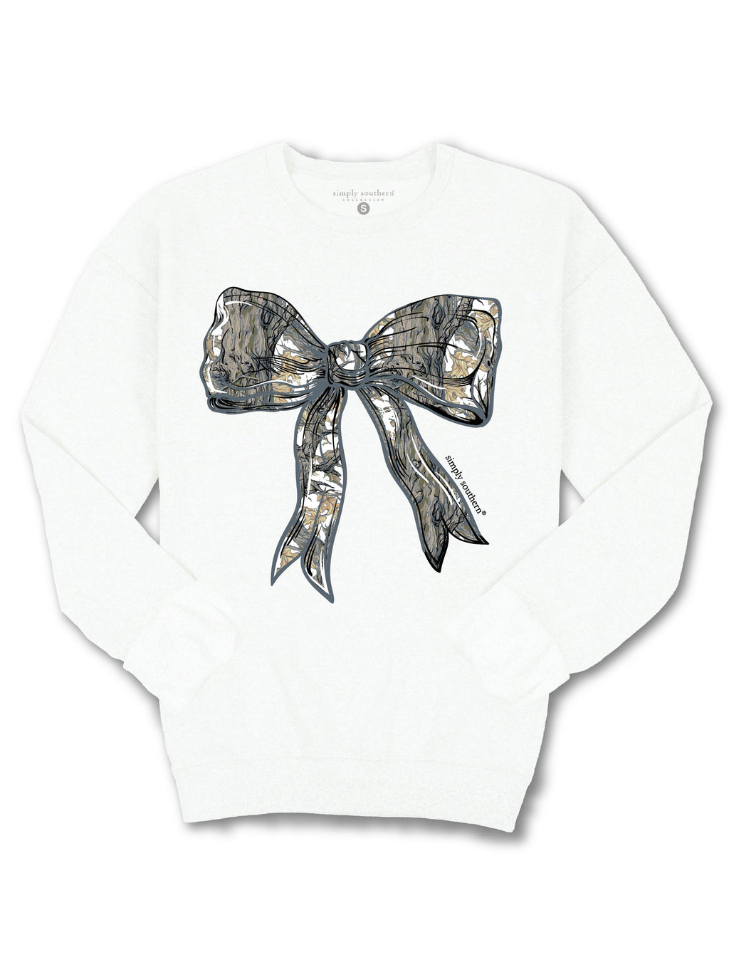 Simply Southern White Camo Bow Crew - Adult & Kids T-Shirts, Sweatshirts & Hoodies apparel design preview 2