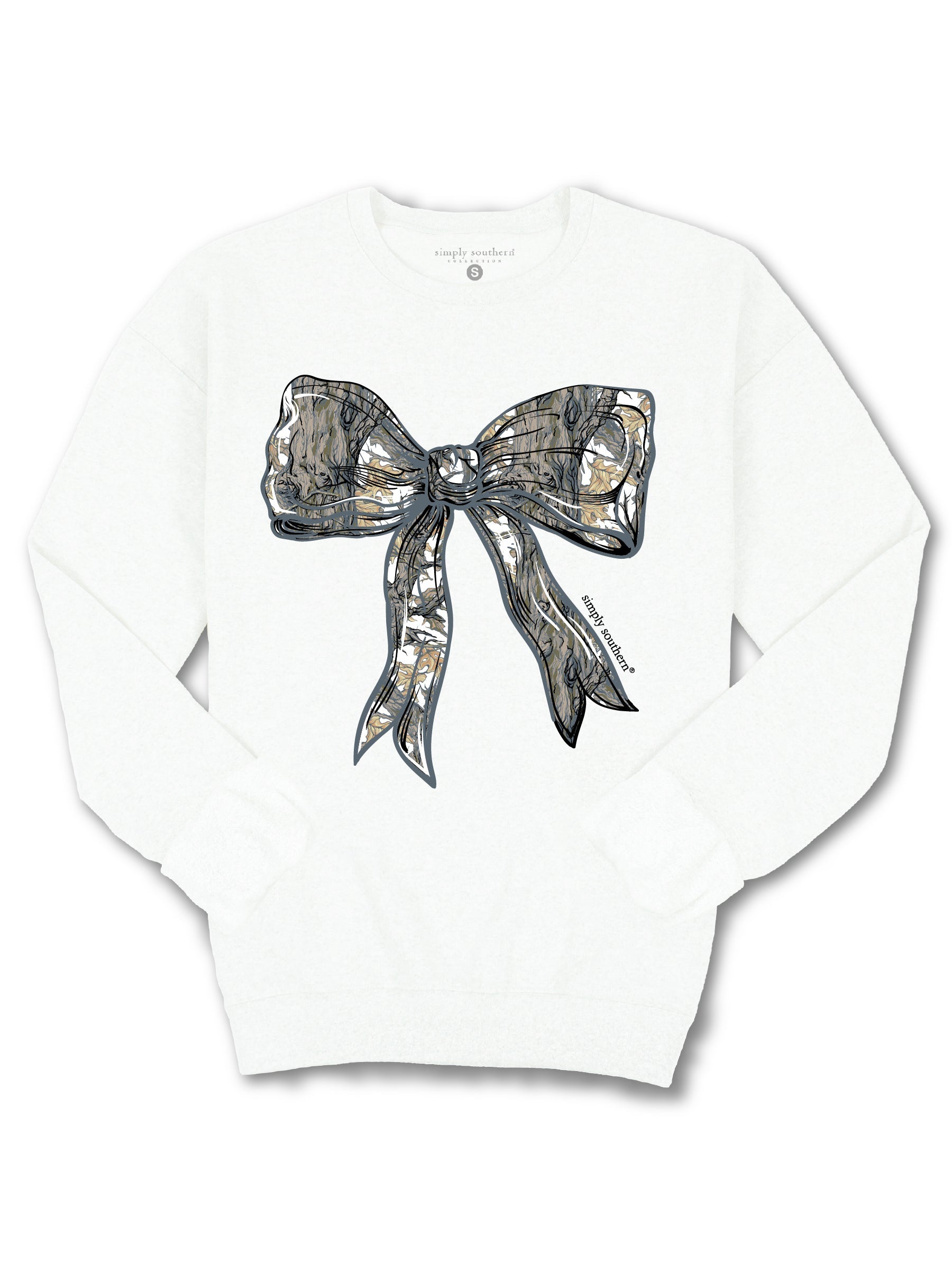 Simply Southern White Camo Bow Crew - Adult & Kids T-Shirts, Sweatshirts & Hoodies apparel design preview 2