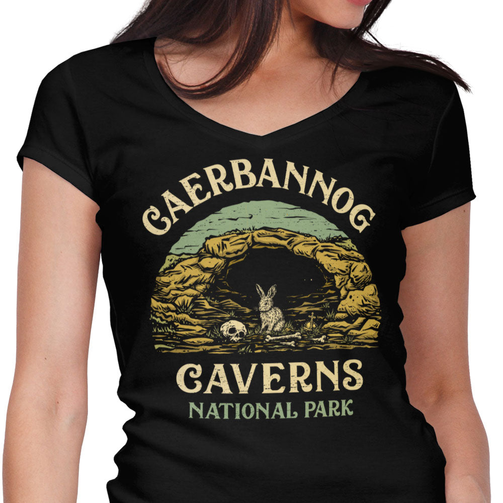 Caerbannog Caverns National Park Women's V-Neck - Adult & Kids T-Shirts, Sweatshirts & Hoodies apparel design preview 1