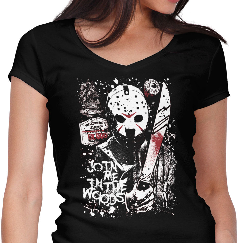 Camp Blood Women's V-Neck - Adult & Kids T-Shirts, Sweatshirts & Hoodies apparel design preview 1