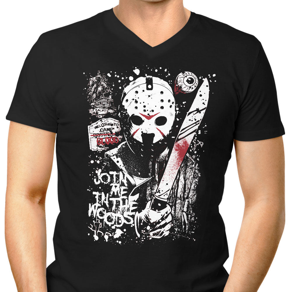 Camp Blood Men's V-Neck - Adult & Kids T-Shirts, Sweatshirts & Hoodies apparel design preview 1