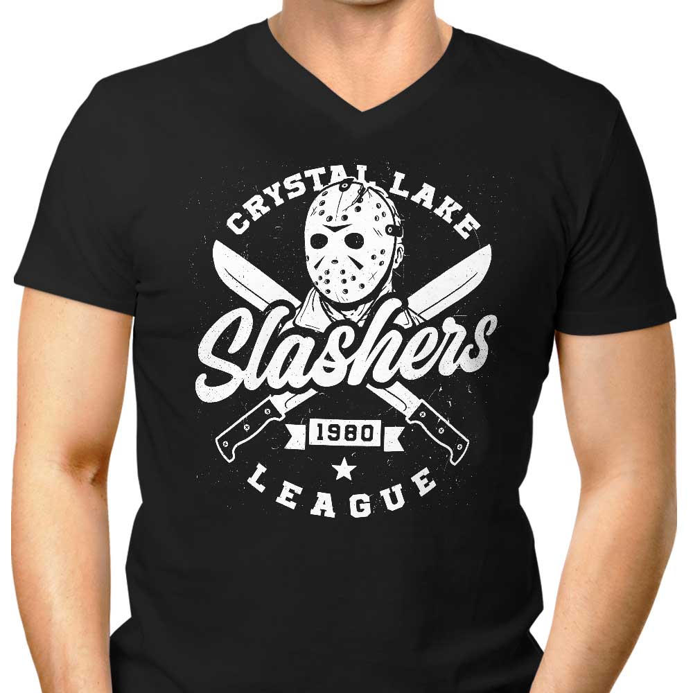 Camp Slashers Men's V-Neck - Adult & Kids T-Shirts, Sweatshirts & Hoodies apparel design preview 1