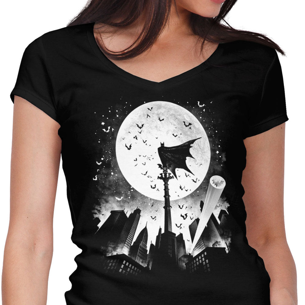 Caped Silhouette Women's V-Neck - Adult & Kids T-Shirts, Sweatshirts & Hoodies apparel design preview 1