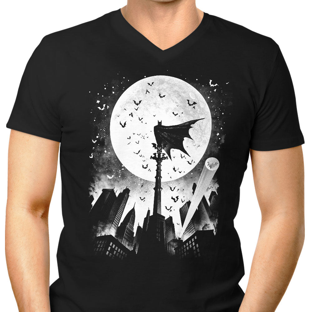 Caped Silhouette Men's V-Neck - Adult & Kids T-Shirts, Sweatshirts & Hoodies apparel design preview 1