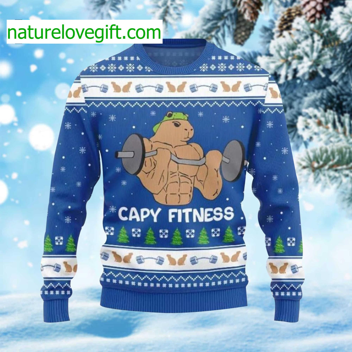 Capybara Fitness Ugly Christmas Sweater product image