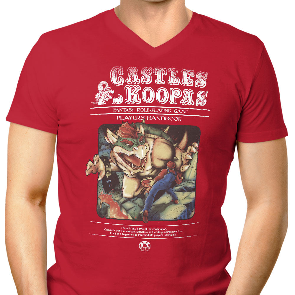 Castles and Koopas Men's V-Neck - Adult & Kids T-Shirts, Sweatshirts & Hoodies apparel design preview 1