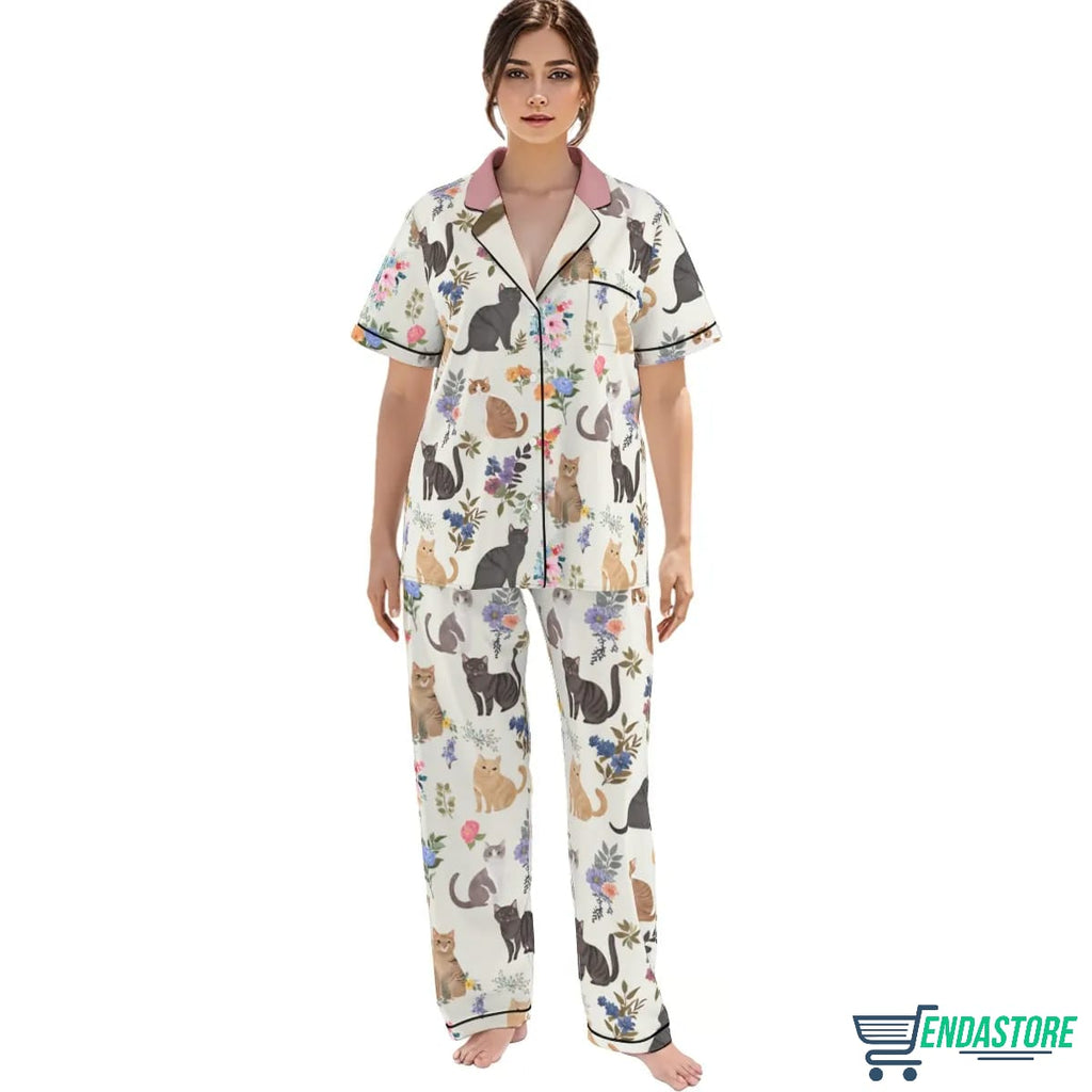 Cat Classic Pajama Set Garden Whiskers Pink product image