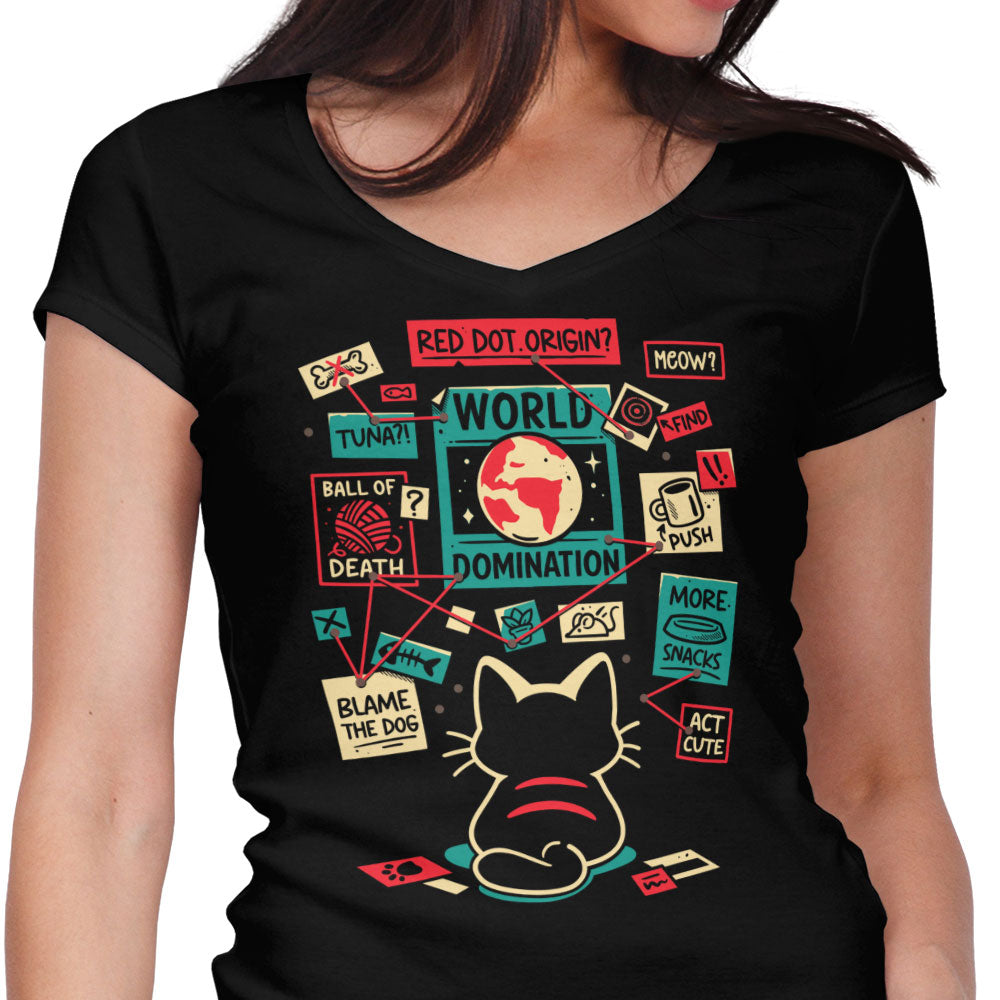 Cat Master Plan Women's V-Neck - Adult & Kids T-Shirts, Sweatshirts & Hoodies apparel design preview 1