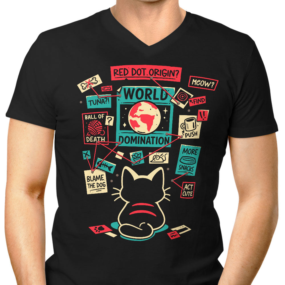Cat Master Plan Men's V-Neck - Adult & Kids T-Shirts, Sweatshirts & Hoodies apparel design preview 1