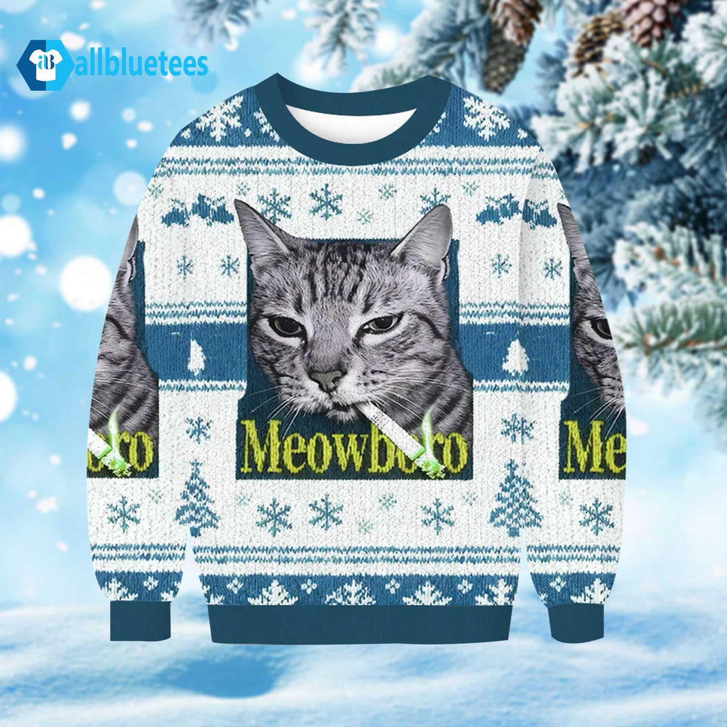 Cat Smoking Meowboro Ugly Christmas Sweater product image