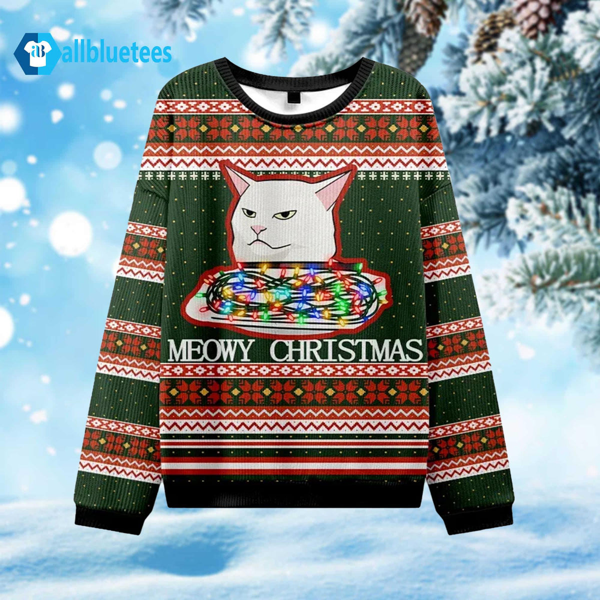 Cat Stop Eating The Tinsel Ugly Christmas Sweater product image