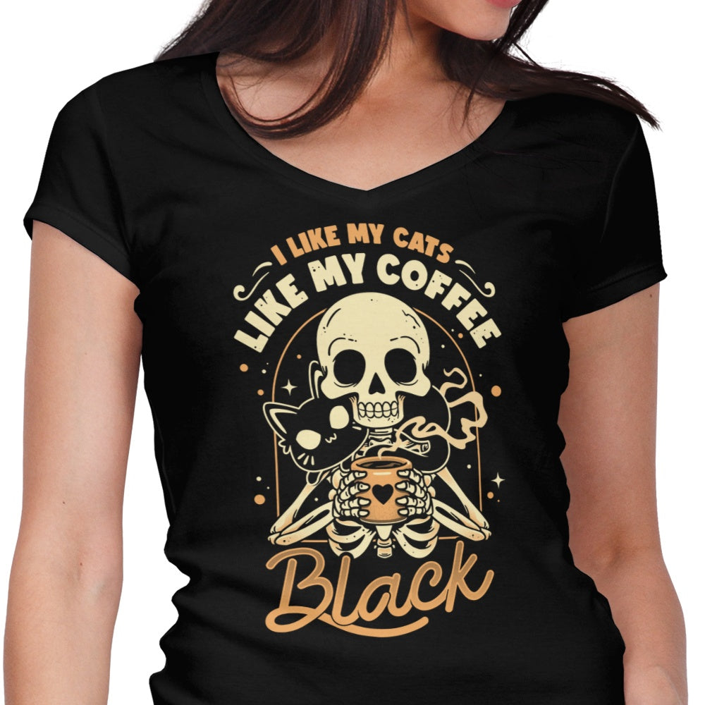 Cats and Coffee Women's V-Neck - Adult & Kids T-Shirts, Sweatshirts & Hoodies apparel design preview 1