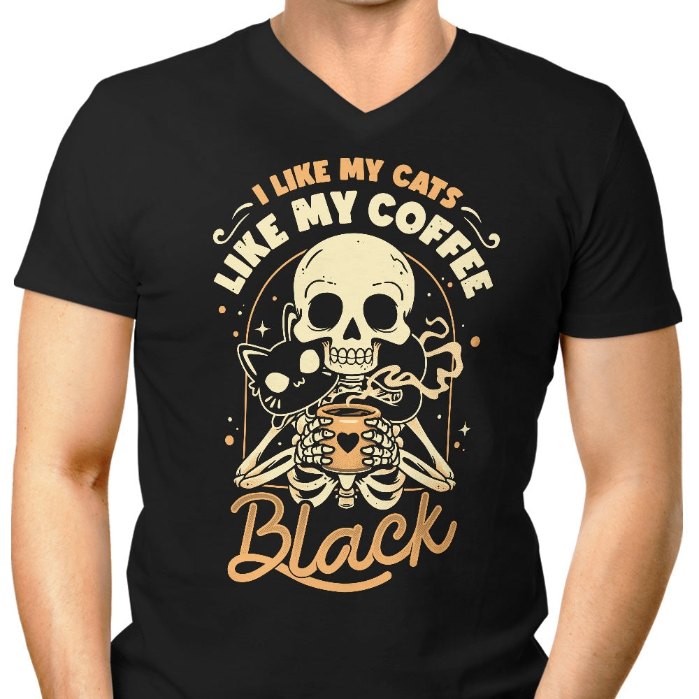 Cats and Coffee Men's V-Neck - Adult & Kids T-Shirts, Sweatshirts & Hoodies apparel design preview 1