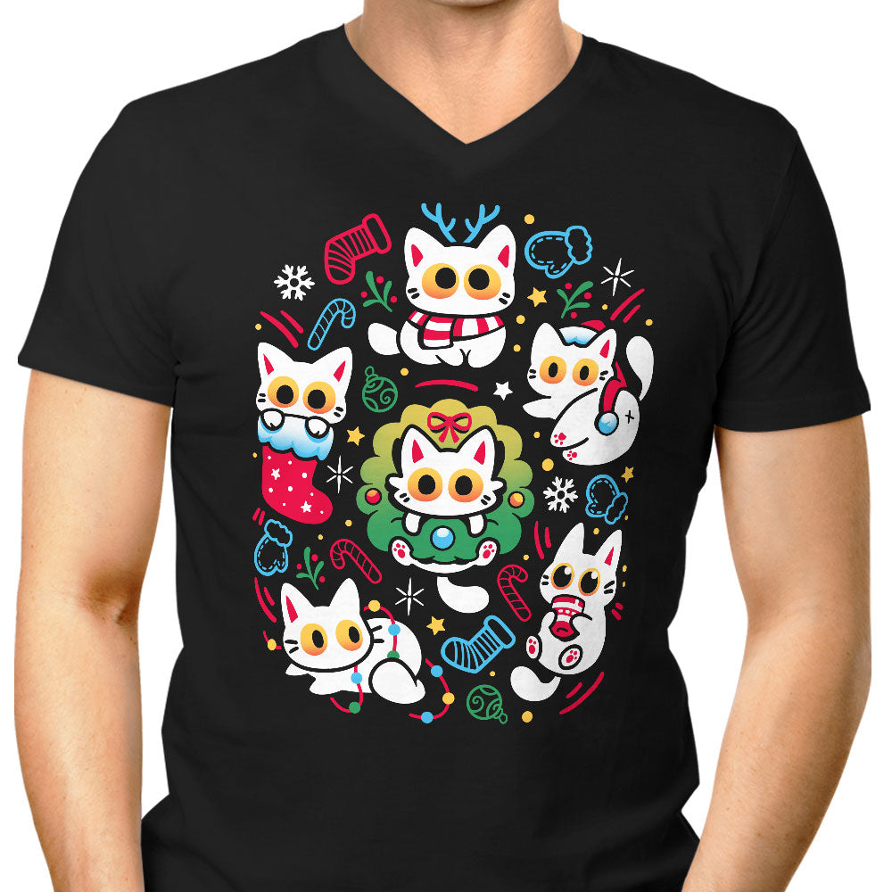 Cats Gone Christmas Men's V-Neck - Adult & Kids T-Shirts, Sweatshirts & Hoodies apparel design preview 1