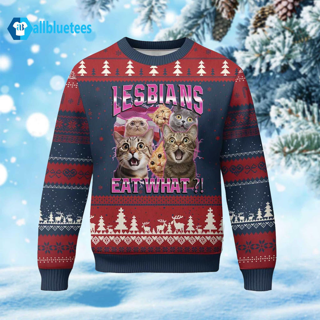 Cats Lesbians Eat What Ugly Christmas Sweater product image