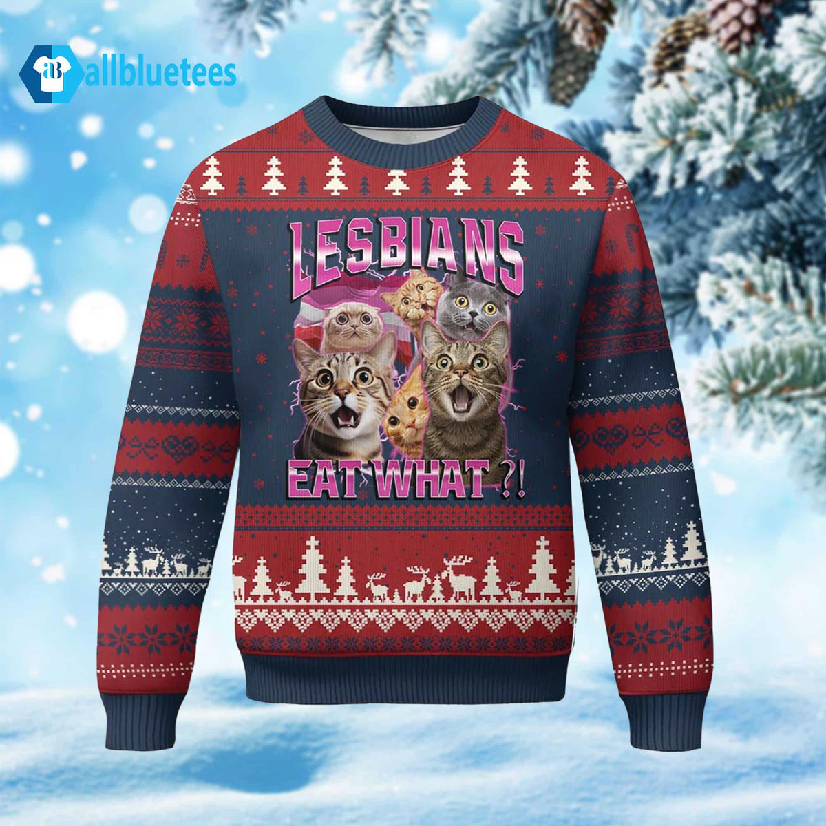 Cats Lesbians Eat What Ugly Christmas Sweater product image