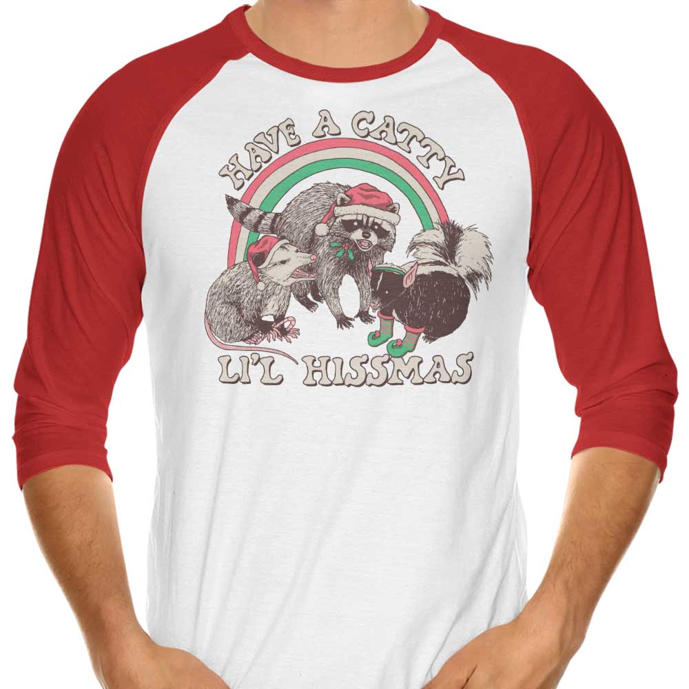 Catty Li'l Hissmas 3/4 Sleeve Raglan - Adult & Kids T-Shirts, Sweatshirts & Hoodies apparel design preview 1