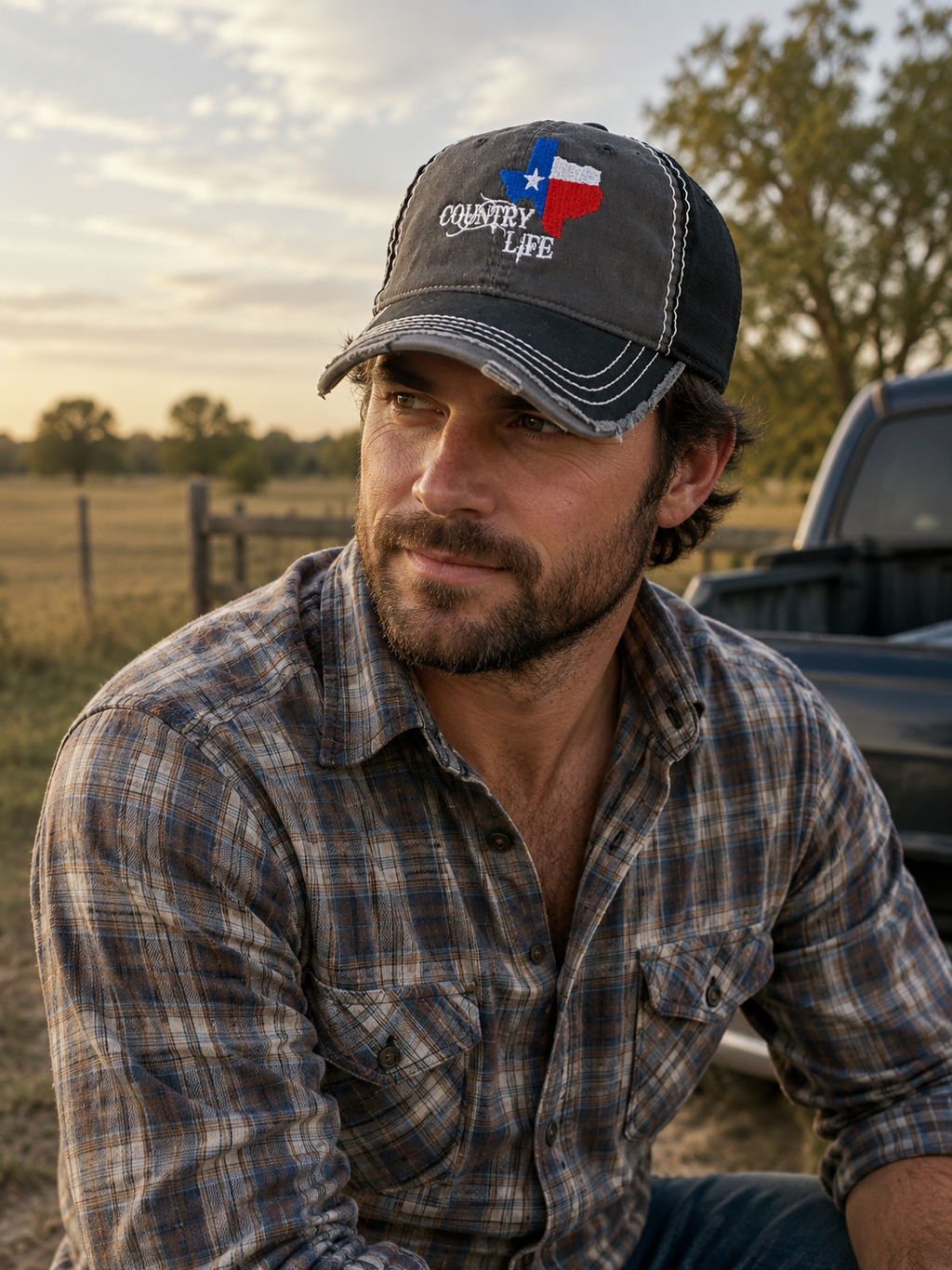 Country Life Texas Distressed Cap Hat - Adult & Kids T-Shirts, Sweatshirts & Hoodies apparel design preview 1