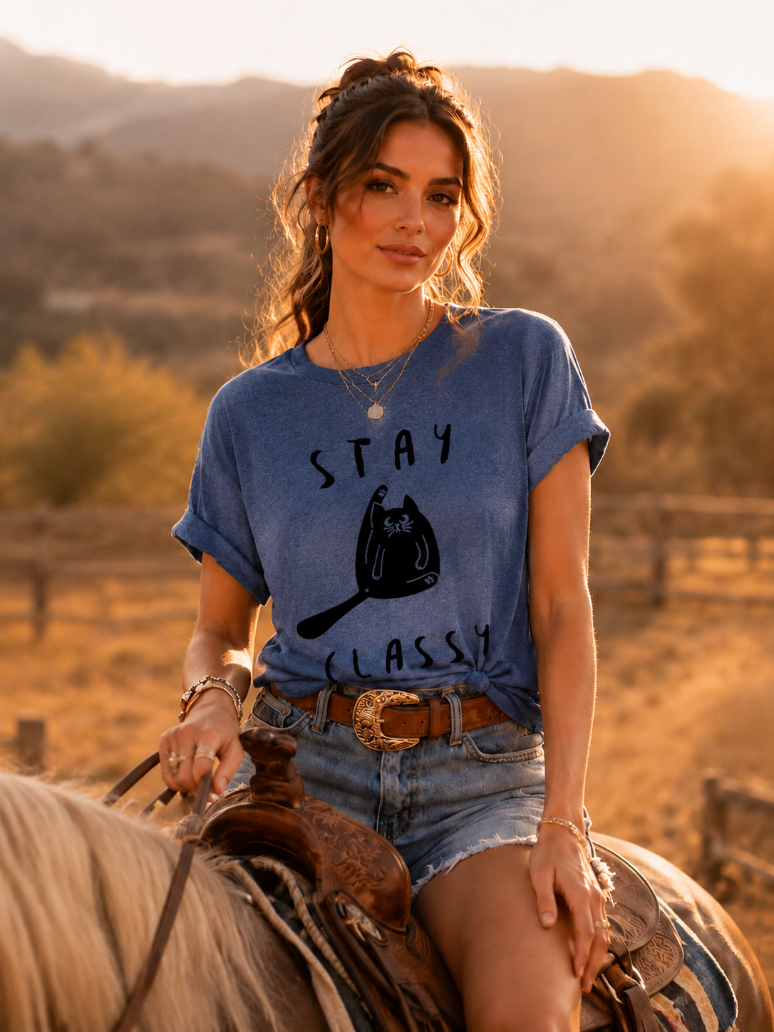 Stay Classy Cat Print Women Slogan - Adult & Kids T-Shirts, Sweatshirts & Hoodies apparel design preview 3