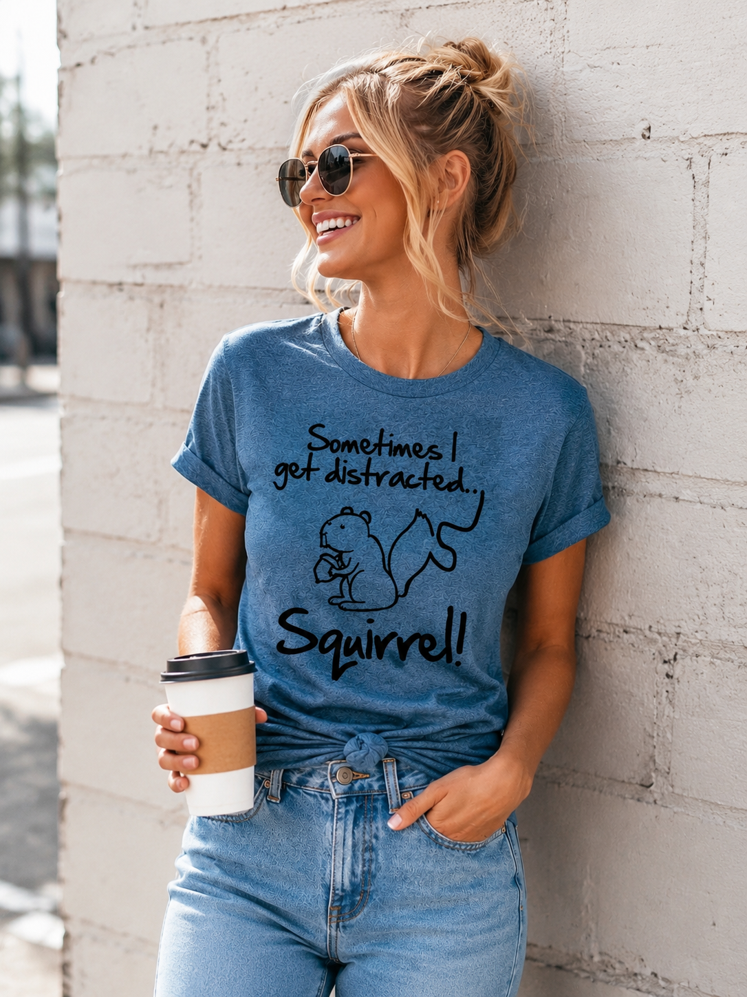 Sometimes I Get Distracted Printed Women Slogan - Adult & Kids T-Shirts, Sweatshirts & Hoodies apparel design preview 2