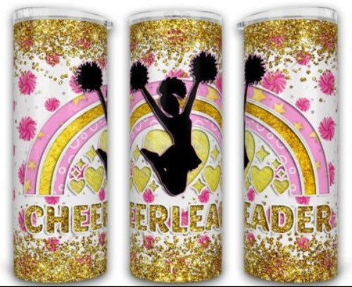 Cheer Cheerleader Hearts 20 oz Skinny Tumbler Cup - Adult & Kids T-Shirts, Sweatshirts & Hoodies apparel design preview 1