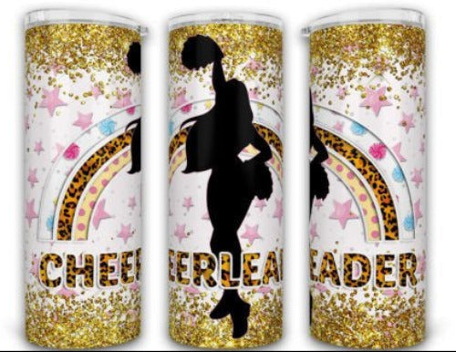 Cheer Cheerleader Rainbow 20 oz Skinny Tumbler Cup - Adult & Kids T-Shirts, Sweatshirts & Hoodies apparel design preview 1