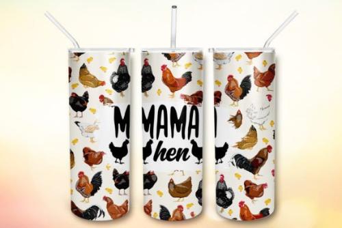 Mama Hen Chicken Chickens 20 oz Skinny Tumbler Cup - Adult & Kids T-Shirts, Sweatshirts & Hoodies apparel design preview 1