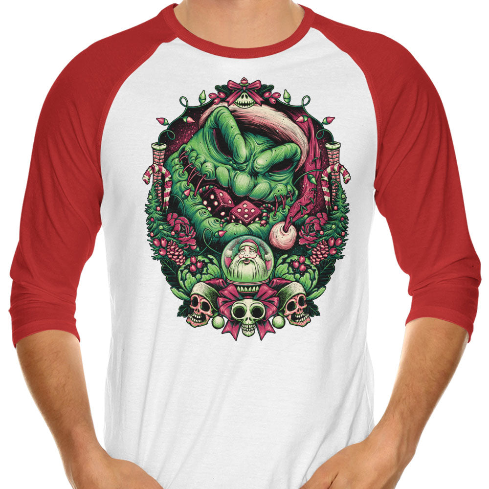 Christmas Boogeyman 3/4 Sleeve Raglan - Adult & Kids T-Shirts, Sweatshirts & Hoodies apparel design preview 1