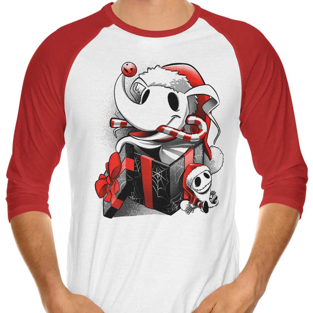 Christmas Ghost Dog 3/4 Sleeve Raglan - Adult & Kids T-Shirts, Sweatshirts & Hoodies apparel design preview 1