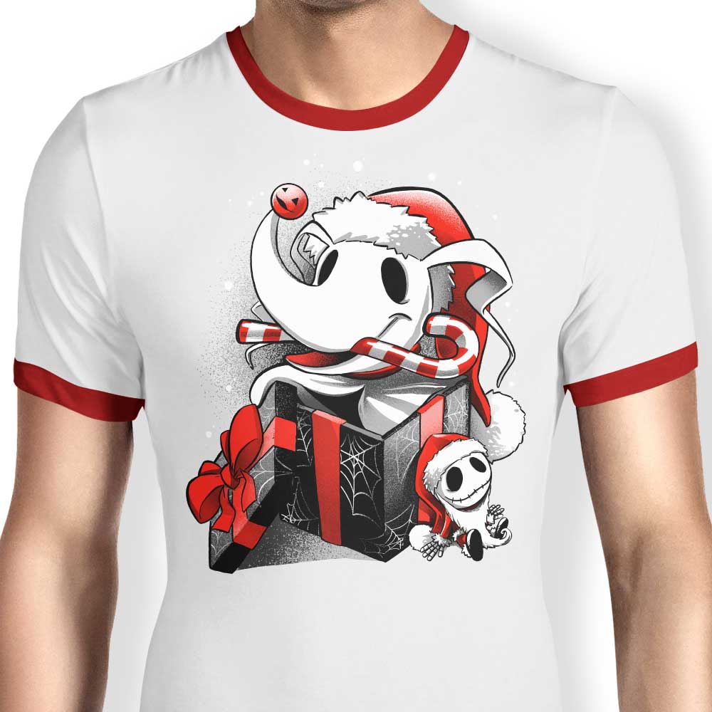 Christmas Ghost Dog Ringer - Adult & Kids T-Shirts, Sweatshirts & Hoodies apparel design preview 1